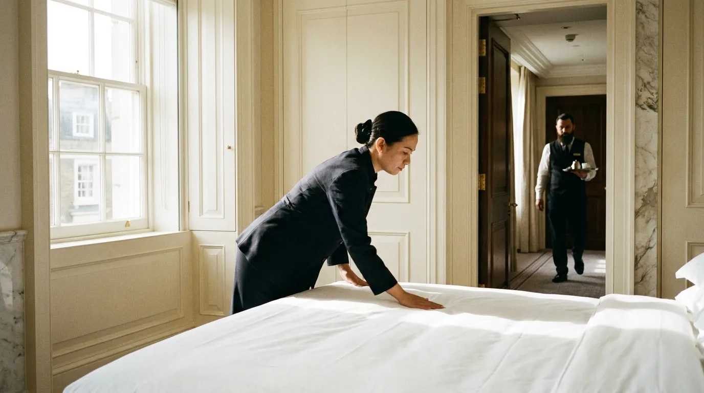 Housekeeping and night porter working in a five star London hotel